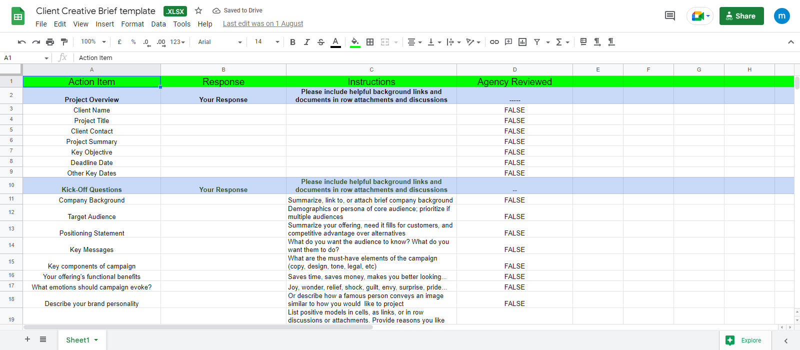 Client Creative Brief template